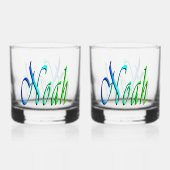 Groen En Blauwe Noach Naam, Whisky Glas (Voorkant)