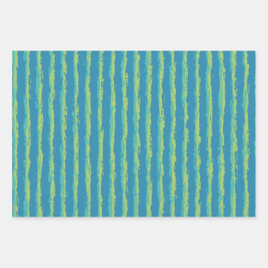 Groen en Blauwgroen Ikat Patroon Inpakpapier Vel (Voorkant 3)