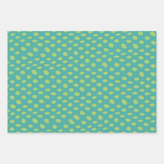 Groen en Blauwgroen Ikat Patroon Inpakpapier Vel (Voorkant 2)