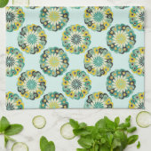 Groen en Blauwgroen Modern Geometrisch Bloempatroo Theedoek (Gevouwen)