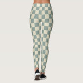 Groen en Bleek geel dambord Leggings (Achterkant)