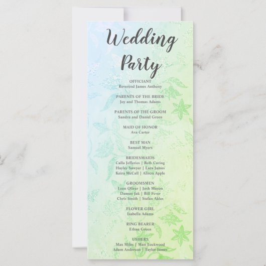  Groen en Bloemen Metallic Bruiloft Programma (Achterkant)