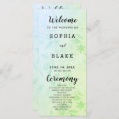  Groen en Bloemen Metallic Bruiloft Programma (Voorkant / Achterkant)