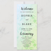  Groen en Bloemen Metallic Bruiloft Programma (Voorkant)