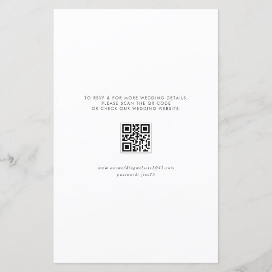 Groen en Bloemen QR Code Huwelijksuitnodiging (Achterkant)