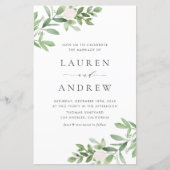 Groen en Bloemen QR Code Huwelijksuitnodiging (Voorkant)