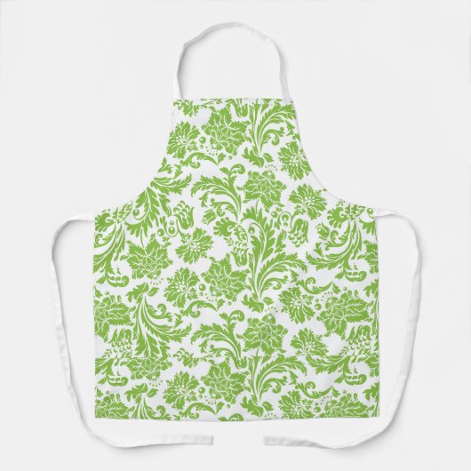 Groen- en bloemendruk schort, groot schort (Voorkant)