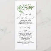 Groen en blos Bloemen Bruiloft Programma Programmakaart (Voorkant)