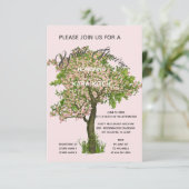 Groen en blozen bloeiende boom Vrijgezellenfeest Kaart (Staand voorkant)