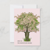 Groen en blozen bloeiende boom Vrijgezellenfeest Kaart (Achterkant)