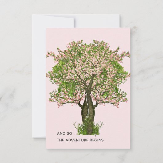 Groen en blozen bloeiende boom Vrijgezellenfeest Kaart (Achterkant)