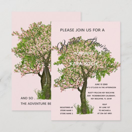 Groen en blozen bloeiende boom Vrijgezellenfeest Kaart (Voorkant / Achterkant)