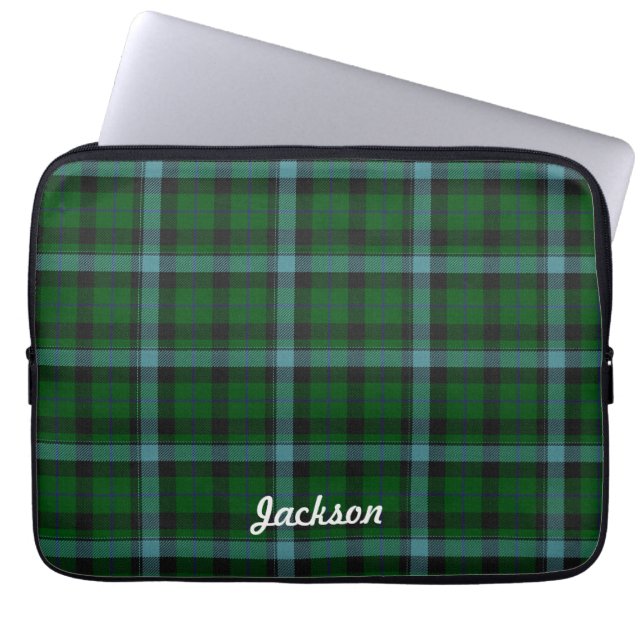 Groen en Blues Tartan Pattern Laptop Sleeve (Voorkant)
