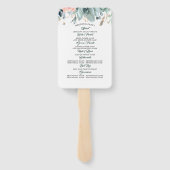 Groen en Blush Roze Roze Bruiloft Programma Handwaaier (Achterkant)