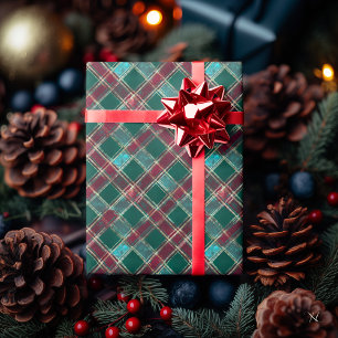 Groen en bordeaux geruit patroon – Klassiek Cadeaupapier