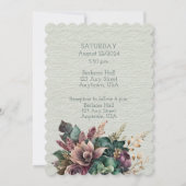 Groen en Bourgogne Bloemen Bruiloft Boeket Kaart (Achterkant)