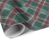 Groen en Bourgogne geruit patroon – Classic Cadeaupapier (Rol Hoek)