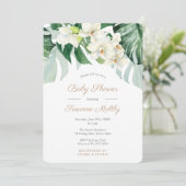 Groen en Bronze Monstera Leaves Baby shower Party Kaart (Staand voorkant)