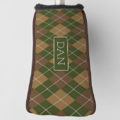 Groen en bruin argyle Camo Patroon met initialen Golfheadcover (Draai 90)