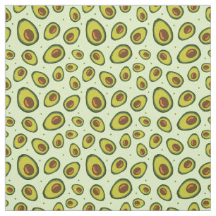 Groen en Bruin Avocado Fruit Slices Patroon Stof