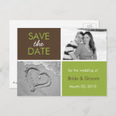 Groen en Bruin Bewaar de datum Foto Briefkaarten (Voorkant / Achterkant)