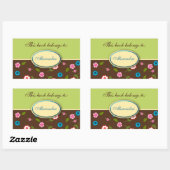 Groen en Bruin Bloemen Daisy Boek Bord Naam Label (Vel)