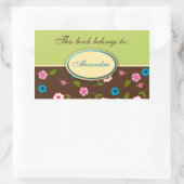 Groen en Bruin Bloemen Daisy Boek Bord Naam Label (Tas)