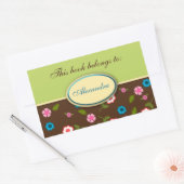 Groen en Bruin Bloemen Daisy Boek Bord Naam Label (Envelop)