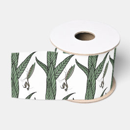 Groen en bruin brouwen op groene bladeren grosgrain lint