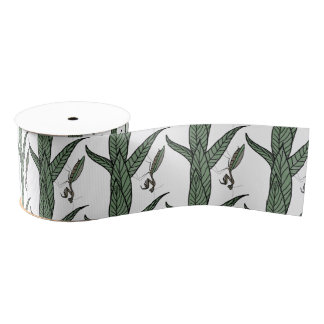 Groen en bruin brouwen op groene bladeren grosgrain lint