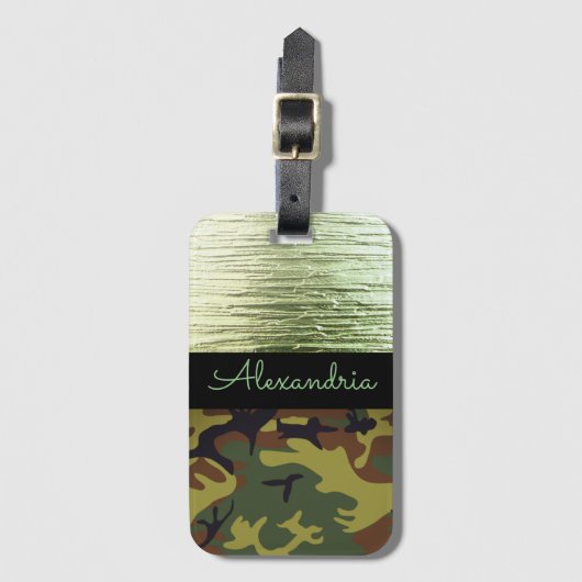 Groen en Bruin Camo Gepersonaliseerd Bagagelabel (Voorkant (verticaal))