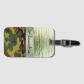 Groen en Bruin Camo Gepersonaliseerd Bagagelabel (Voorkant (horizontaal))