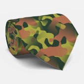 Groen en bruin Camouflage Patroon Stropdas (Opgerold)