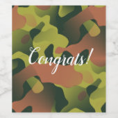 Groen en bruin Camouflage Patroon Wijn Etiket (Enkel label)