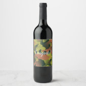 Groen en bruin Camouflage Patroon Wijn Etiket (Voorkant)