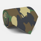 Groen en bruin Camouflaged Pattern Stropdas (Opgerold)