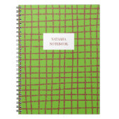 Groen en Bruin Check Pattern Notitieboek Stationer (Voorkant)