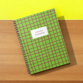 Groen en Bruin Check Pattern Notitieboek Stationer