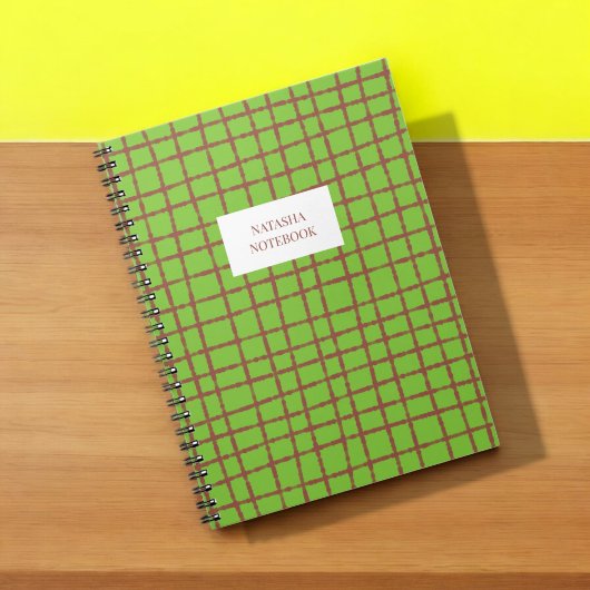 Groen en Bruin Check Pattern Notitieboek Stationer