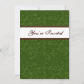 Groen en Bruin Damask Housewarming Invitation Kaart (Voorkant)