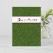 Groen en Bruin Damask Housewarming Invitation Kaart (Staand voorkant)