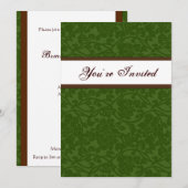 Groen en Bruin Damask Housewarming Invitation Kaart (Voorkant / Achterkant)
