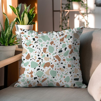 Groen en Bruin Decoratief Terrazzo Ontwerp Kussen