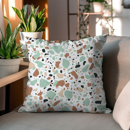 Groen en Bruin Decoratief Terrazzo Ontwerp Kussen
