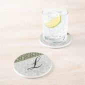 groen en bruin  demaspatroon van de olijf zandsteen onderzetter (Zijkant)