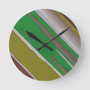 Groen en Bruin Diagonaal Abstract Ronde Klok