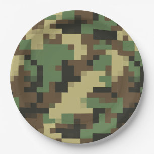 Groen en Bruin Digitaal Camouflage Document Borden Papieren Bordje