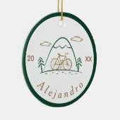 Groen en bruin fietsontwerp fietsontwerp keramisch ornament (Rechts)