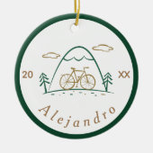 Groen en bruin fietsontwerp fietsontwerp keramisch ornament (Voorkant)