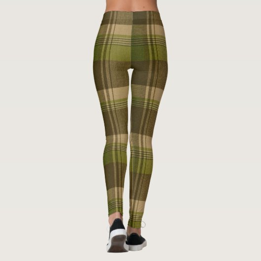 Groen en bruin geruite leggings (Achterkant)